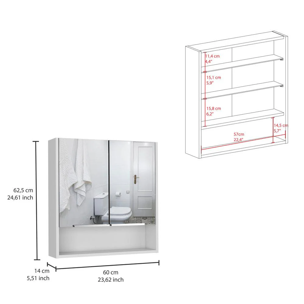 GABINETE DE BAÑO RAWANA, BLANCO, INCLUYE ESPEJO Y ENTREPAÑOS PARA GUARDAR OBJETOS DE ASEO  ZF - Image 7