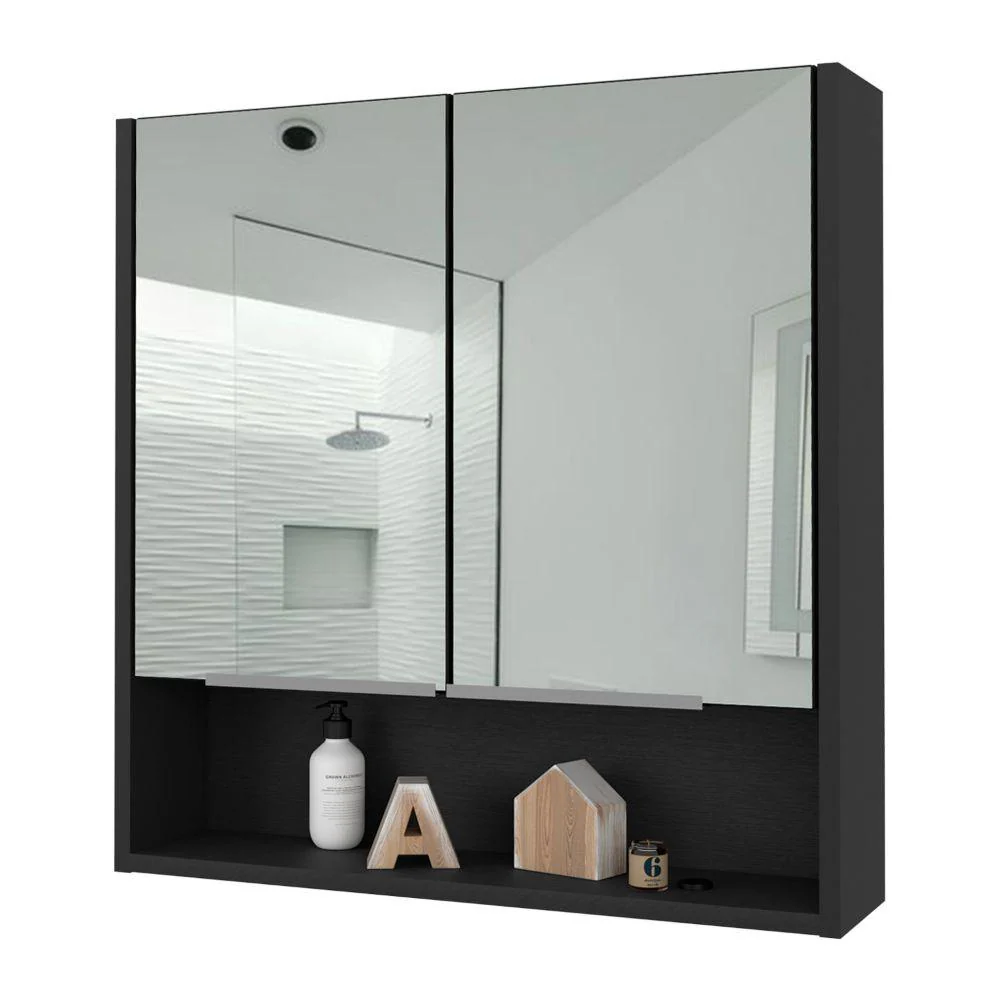 GABINETE DE BAÑO RAWANA, WENGUE, INCLUYE ESPEJO Y ENTREPAÑOS PARA GUARDAR OBJETOS DE ASEO  ZF