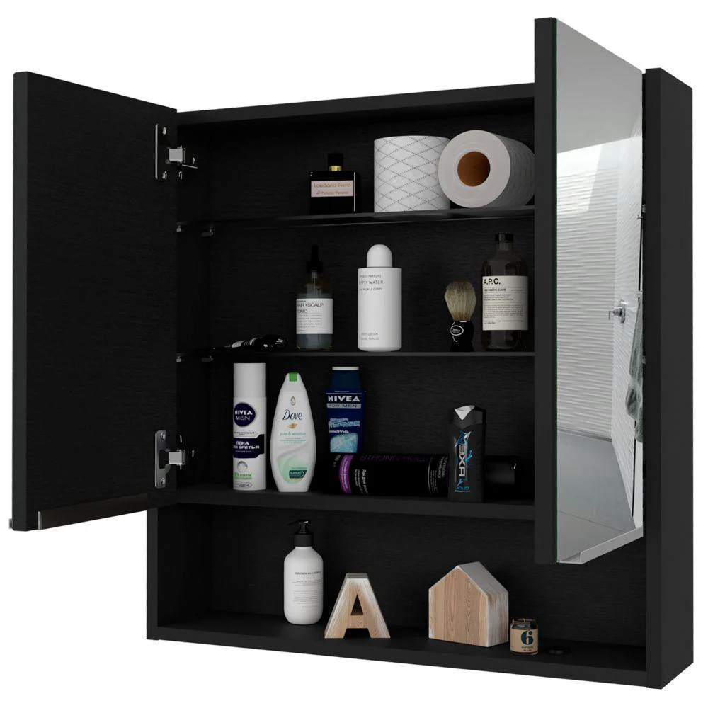 GABINETE DE BAÑO RAWANA, WENGUE, INCLUYE ESPEJO Y ENTREPAÑOS PARA GUARDAR OBJETOS DE ASEO  ZF - Image 3