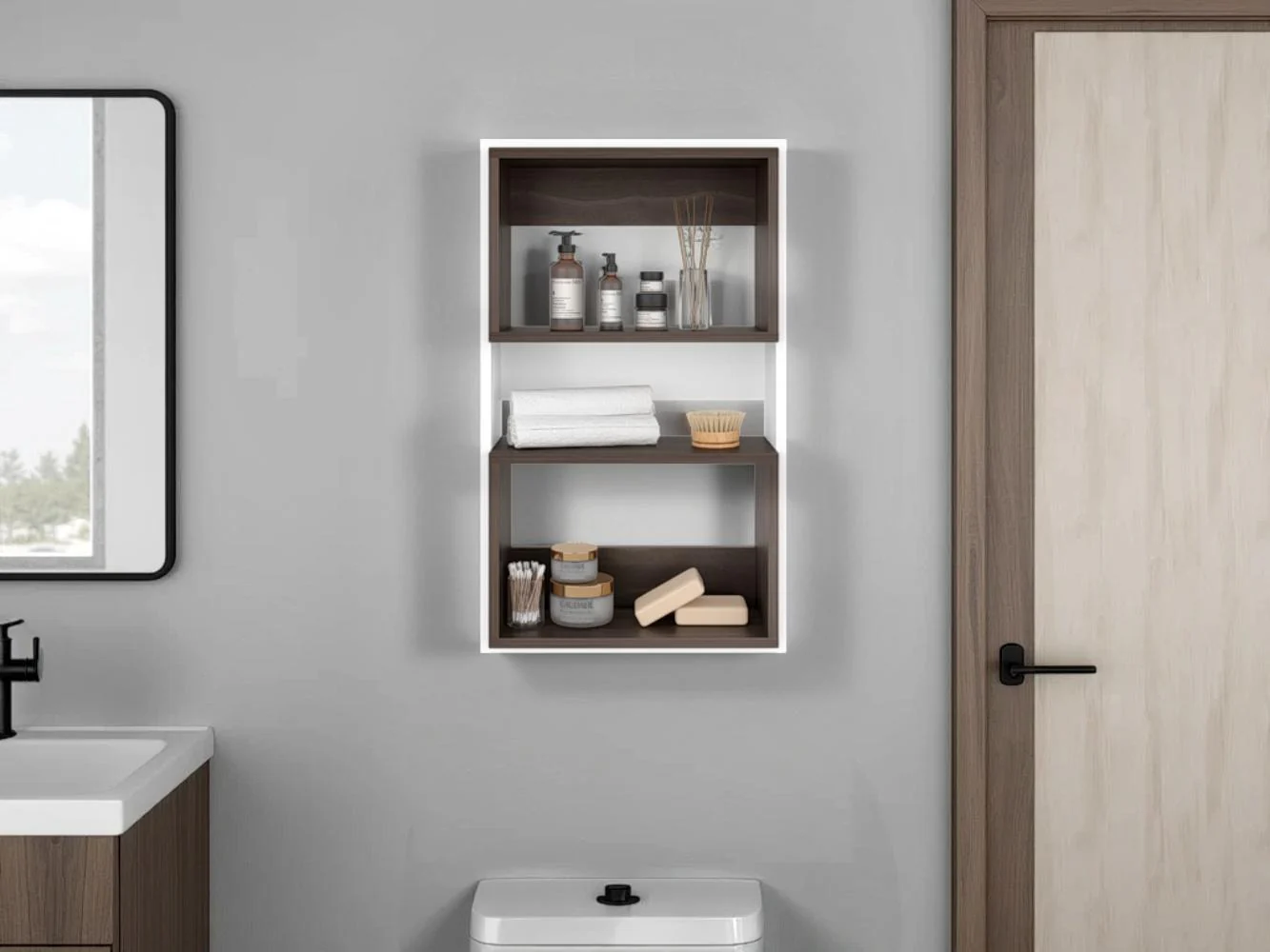 GABINETE DE BAÑO SENSEI ECO, BLANCO Y MILAN, CON SUPERFICIES PARA UBICAR OBJETOS - Image 3