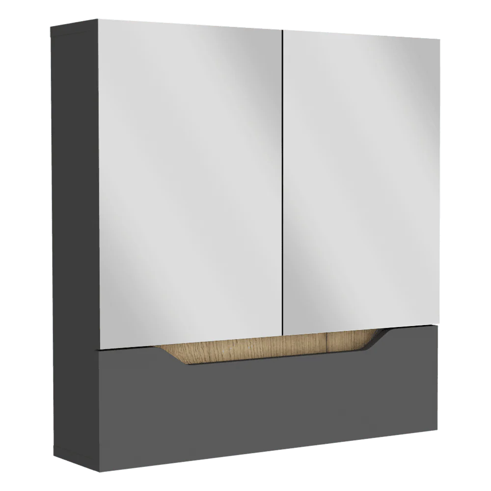 GABINETE DE BAÑO VICENT, PLATA OSCURO Y CAFÉ CLARO, CON ESPEJO - Image 2