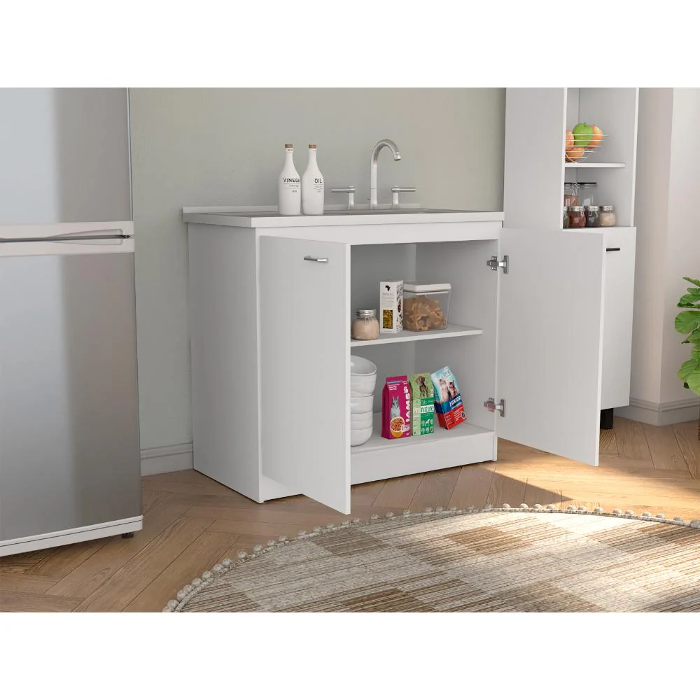 GABINETE INFERIOR CANTABRIA, BLANCO, IDEAL PARA ESPACIO REDUCIDOS, CON MESÓN DERECHO    ZF - Image 6