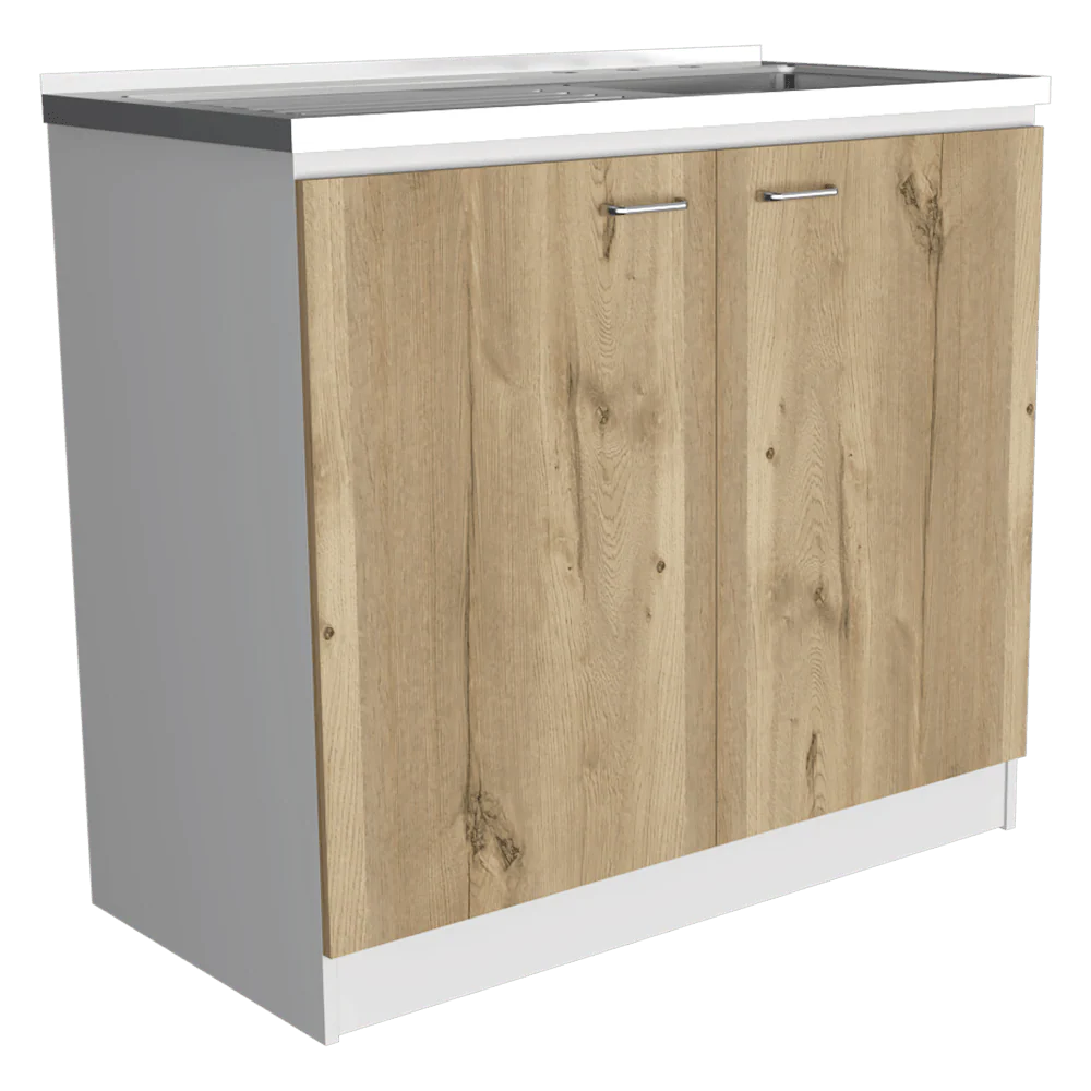 GABINETE INFERIOR CANTABRIA, BLANCO PERLA Y CAFÉ CLARO, CON DOS PUERTAS BATIENTES, CON MESÓN DERECHO  ZF - Image 6