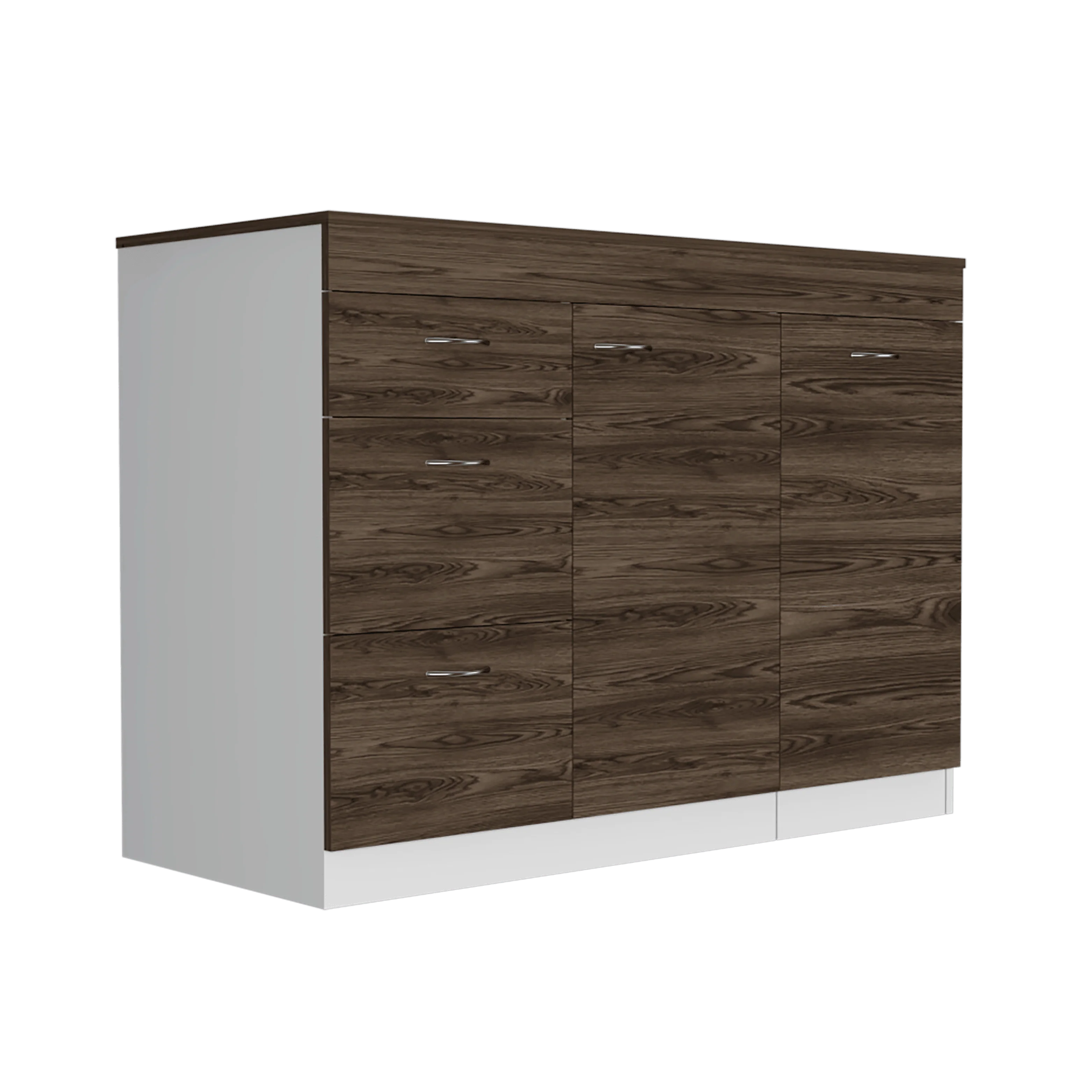 GABINETE INFERIOR DE COCINA AMATISTA, BLANCO Y CHOCOLATE, CON AMPLIA CAPACIDAD DE ALMACENAMIENTO, NO INCLUYE MESÓN  ZF