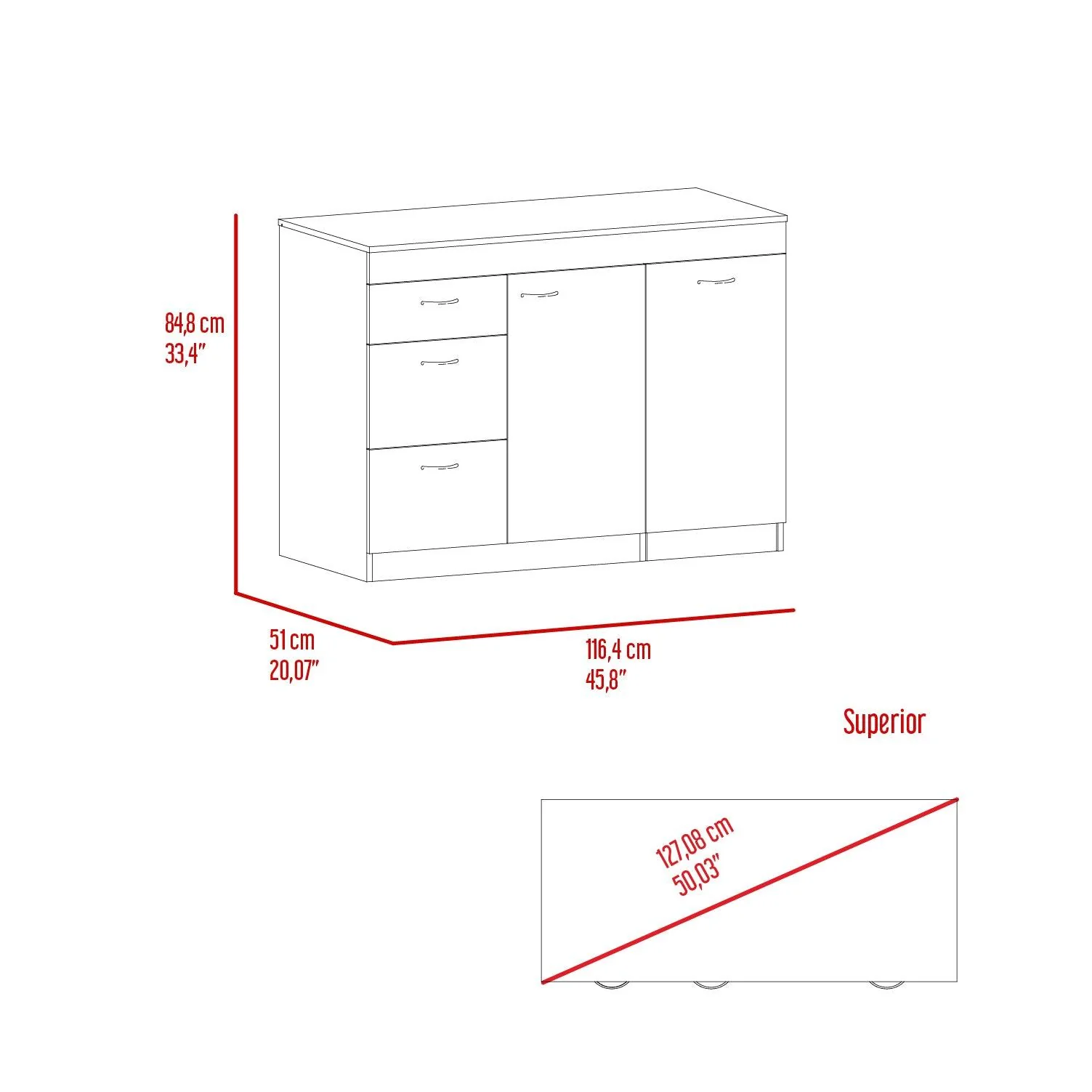 GABINETE INFERIOR DE COCINA AMATISTA, BLANCO Y CHOCOLATE, CON AMPLIA CAPACIDAD DE ALMACENAMIENTO, NO INCLUYE MESÓN  ZF - Image 11