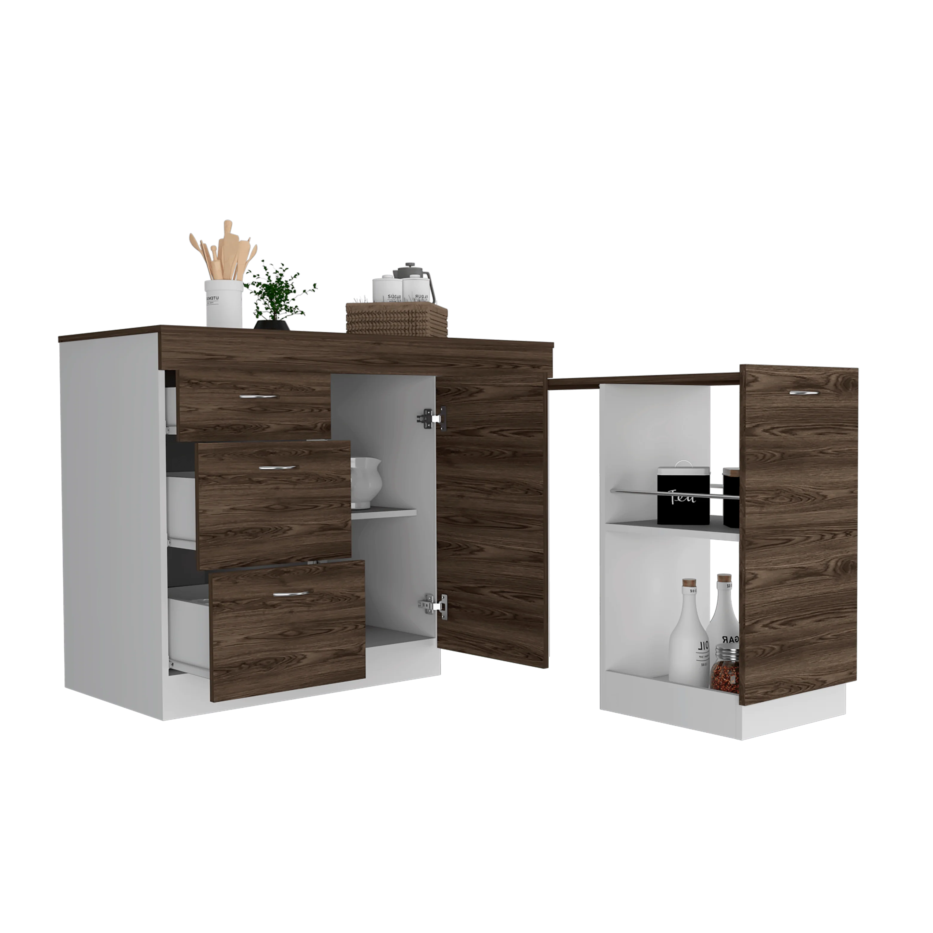 GABINETE INFERIOR DE COCINA AMATISTA, BLANCO Y CHOCOLATE, CON AMPLIA CAPACIDAD DE ALMACENAMIENTO, NO INCLUYE MESÓN  ZF - Image 2
