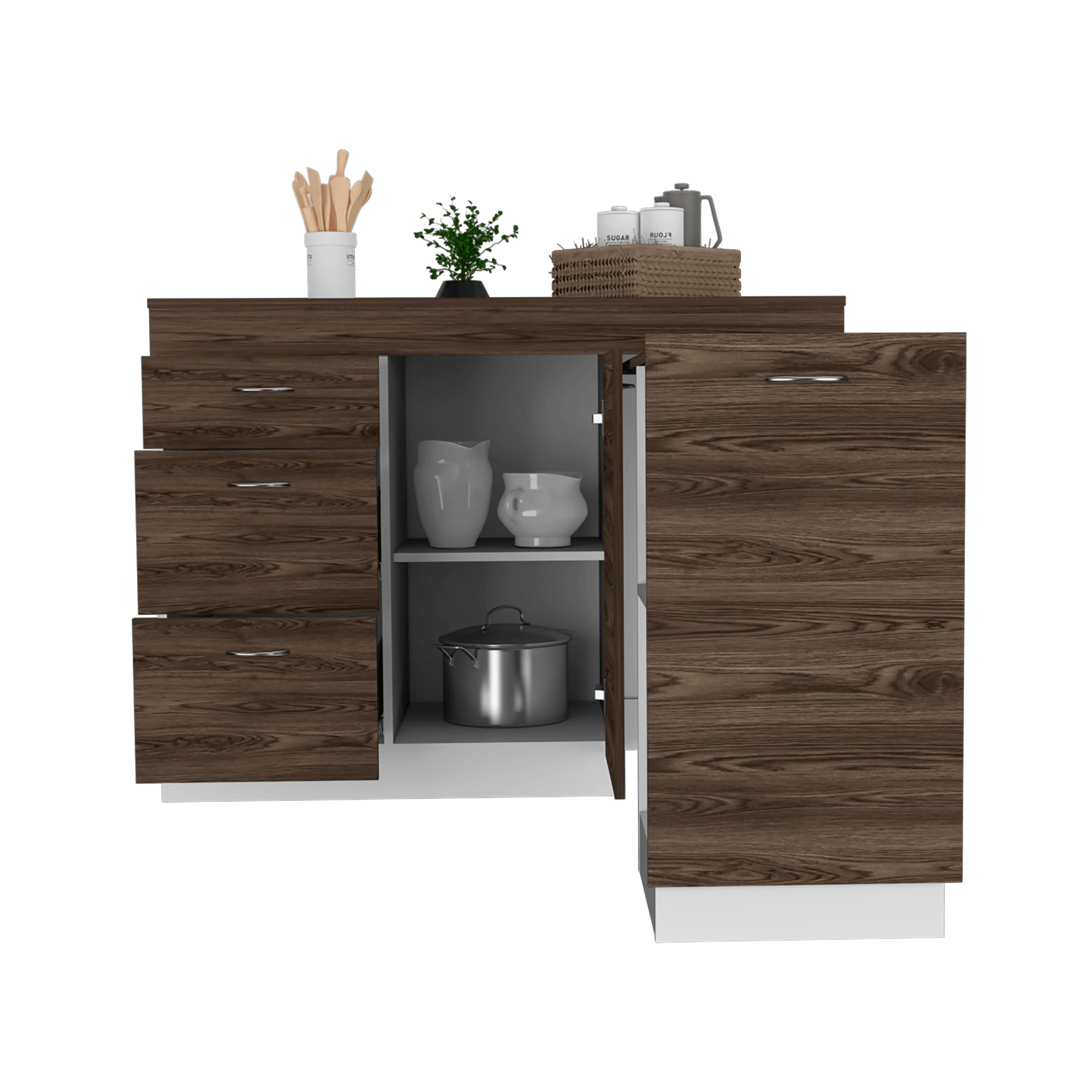 GABINETE INFERIOR DE COCINA AMATISTA, BLANCO Y CHOCOLATE, CON AMPLIA CAPACIDAD DE ALMACENAMIENTO, NO INCLUYE MESÓN  ZF - Image 4
