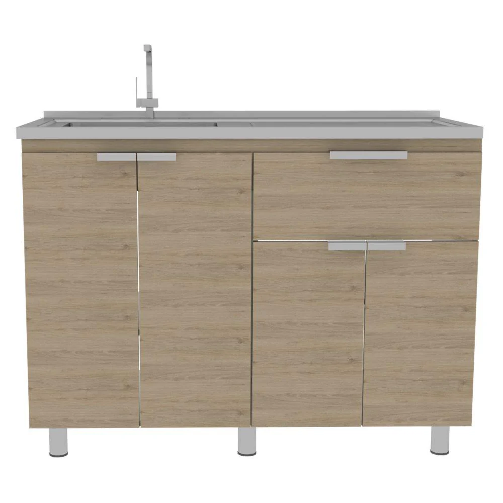 GABINETE INFERIOR DIAMANTE, BEIGE Y BLANCO, INCLUYE MESÓN LISO