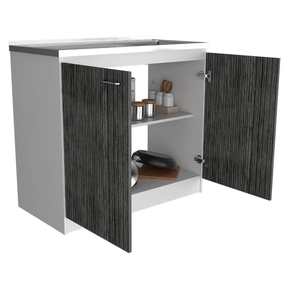 GABINETE INFERIOR CANTABRIA, BLANCO Y GRIS, IDEAL PARA ESPACIO REDUCIDOS, CON MESÓN DERECHO  ZF - Image 2