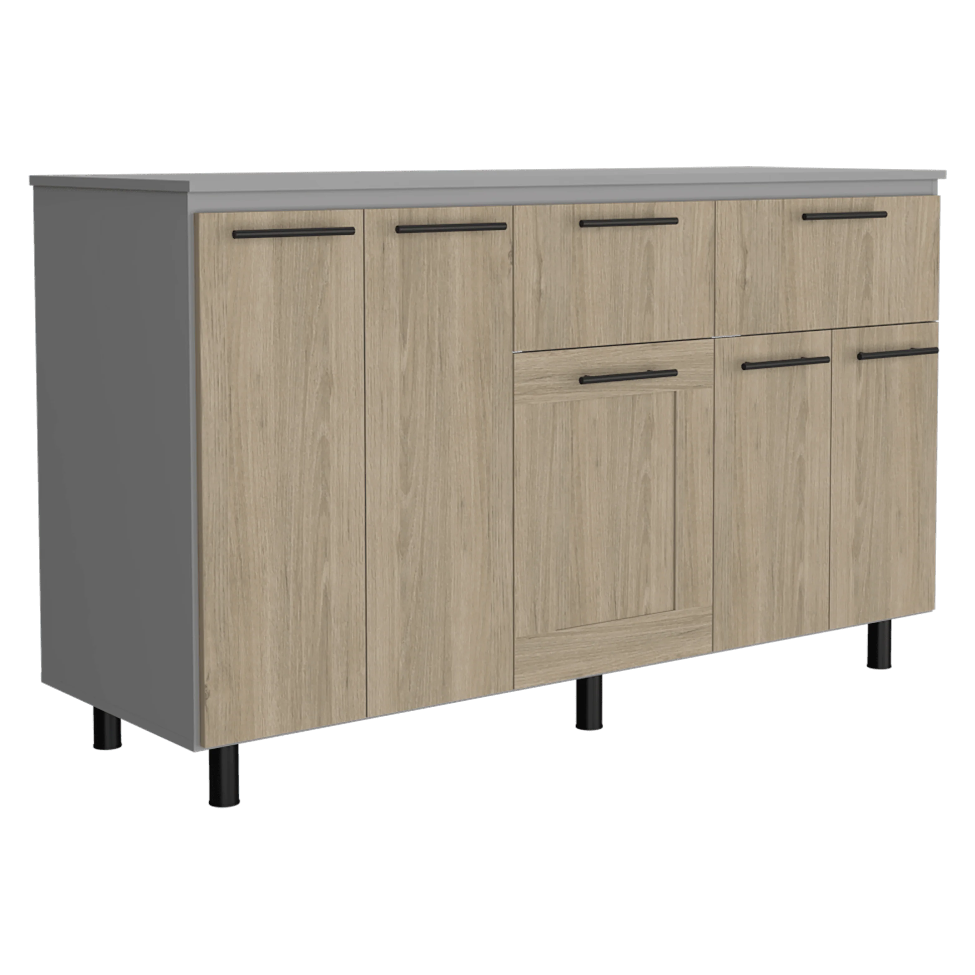 GABINETE INFERIOR KAZÁN 150, BEIGE Y GRIS, CON GRAN CAPACIDAD DE ALMACENAMIENTO