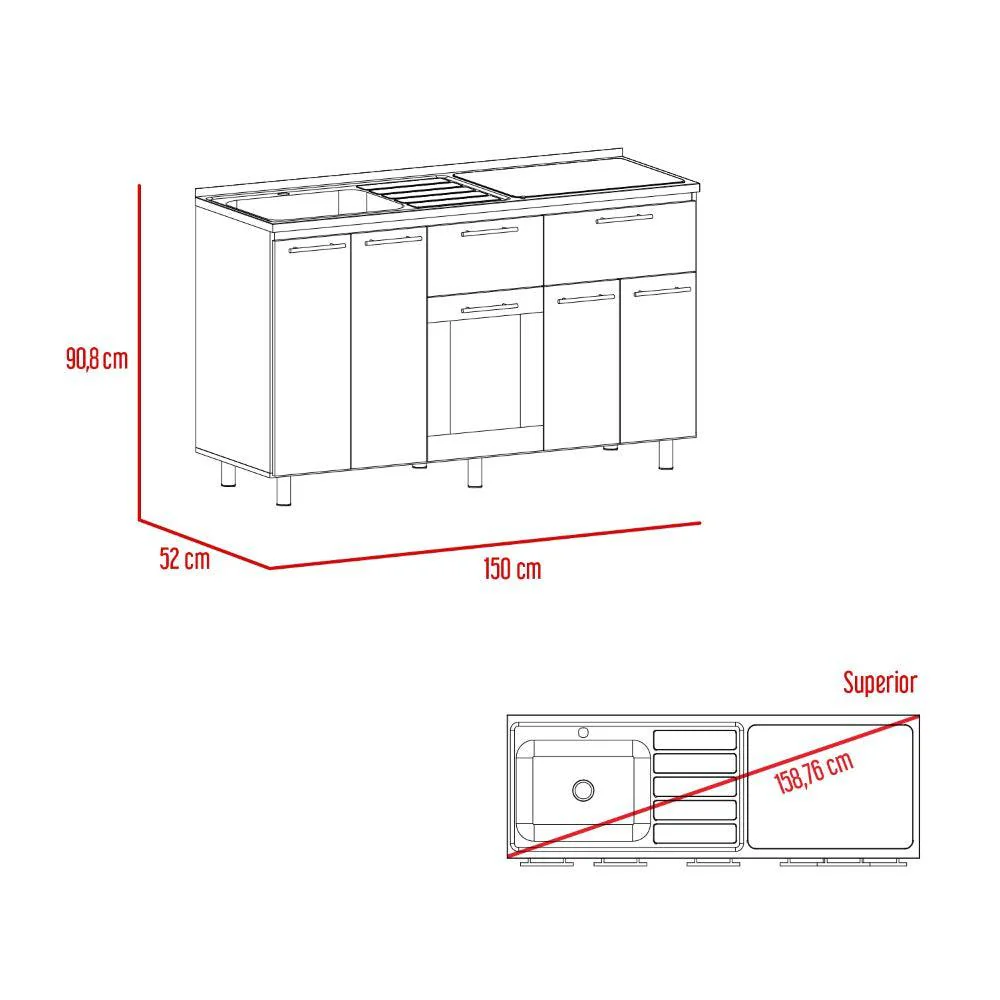 GABINETE INFERIOR KAZÁN 150, BEIGE Y GRIS, CON GRAN CAPACIDAD DE ALMACENAMIENTO - Image 11