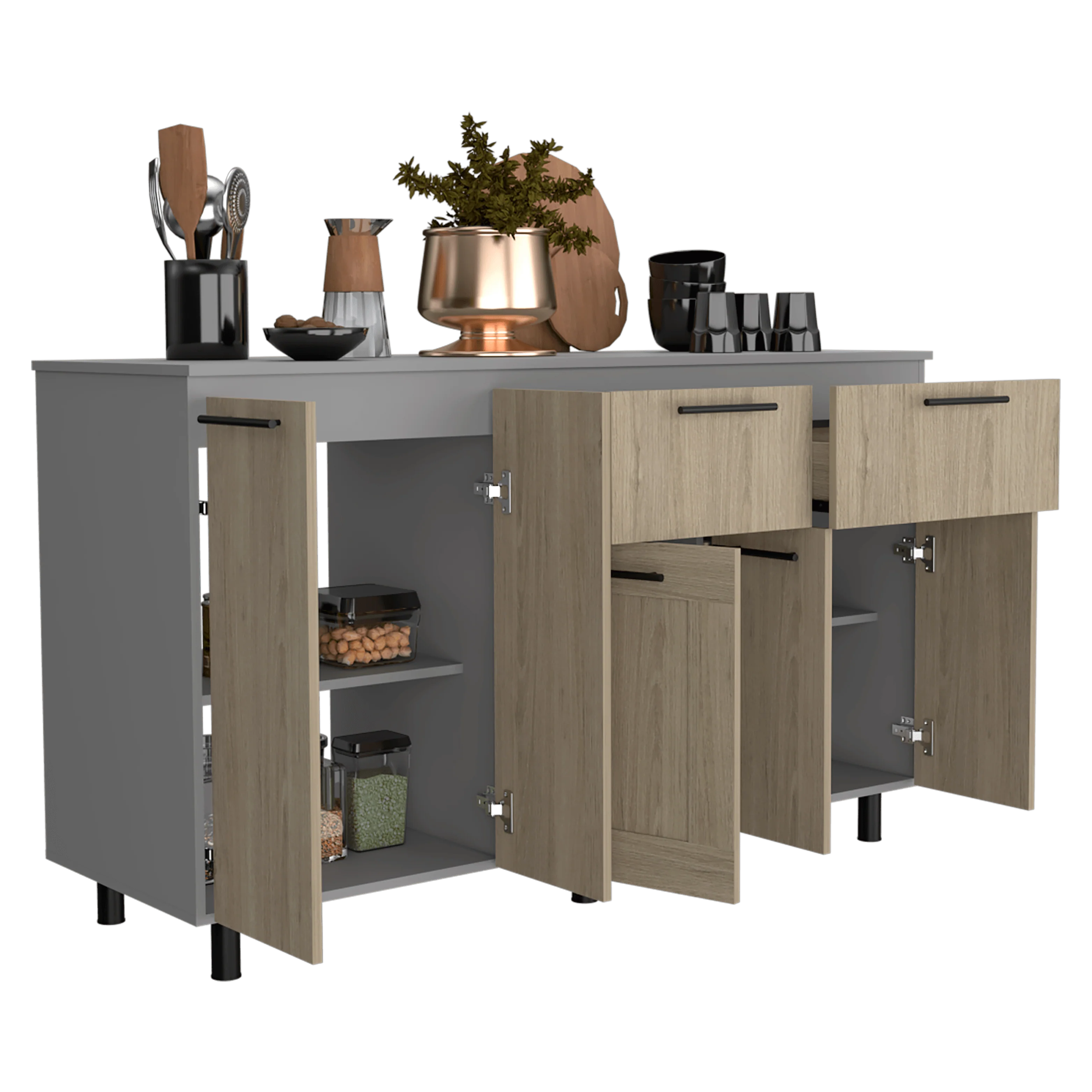 GABINETE INFERIOR KAZÁN 150, BEIGE Y GRIS, CON GRAN CAPACIDAD DE ALMACENAMIENTO - Image 2