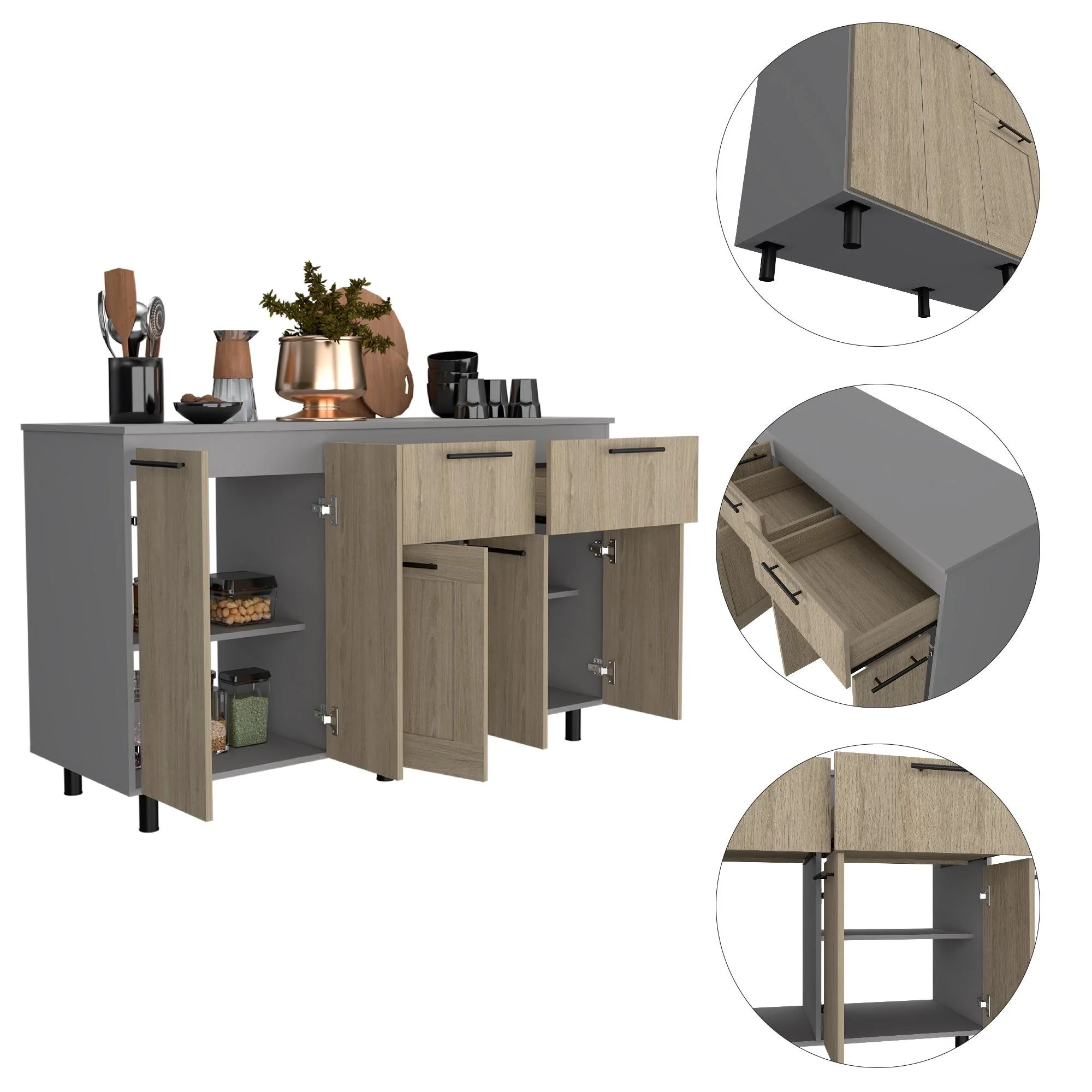 GABINETE INFERIOR KAZÁN 150, BEIGE Y GRIS, CON GRAN CAPACIDAD DE ALMACENAMIENTO - Image 7