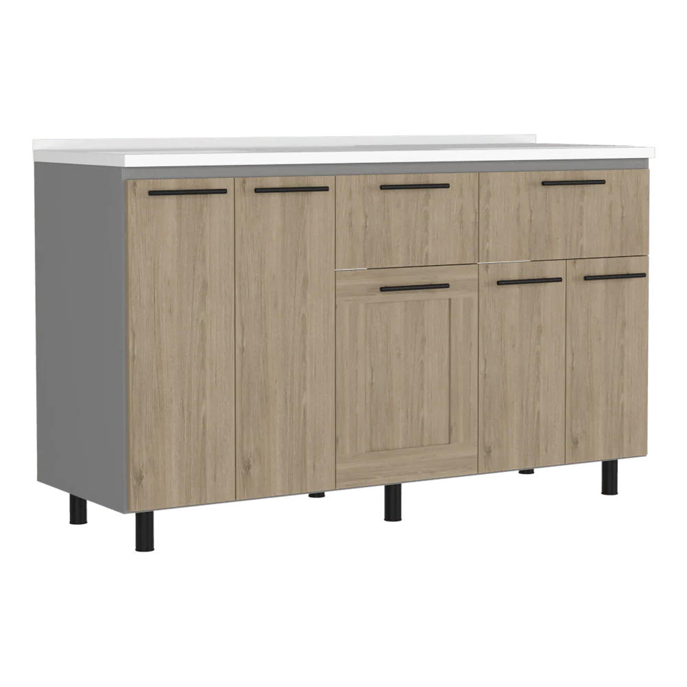 GABINETE INFERIOR KAZÁN 150, GRIS Y BEIGE, CON GRAN CAPACIDAD DE ALMACENAMIENTO, INCLUYE MESÓN IZQUIERDO - Image 6
