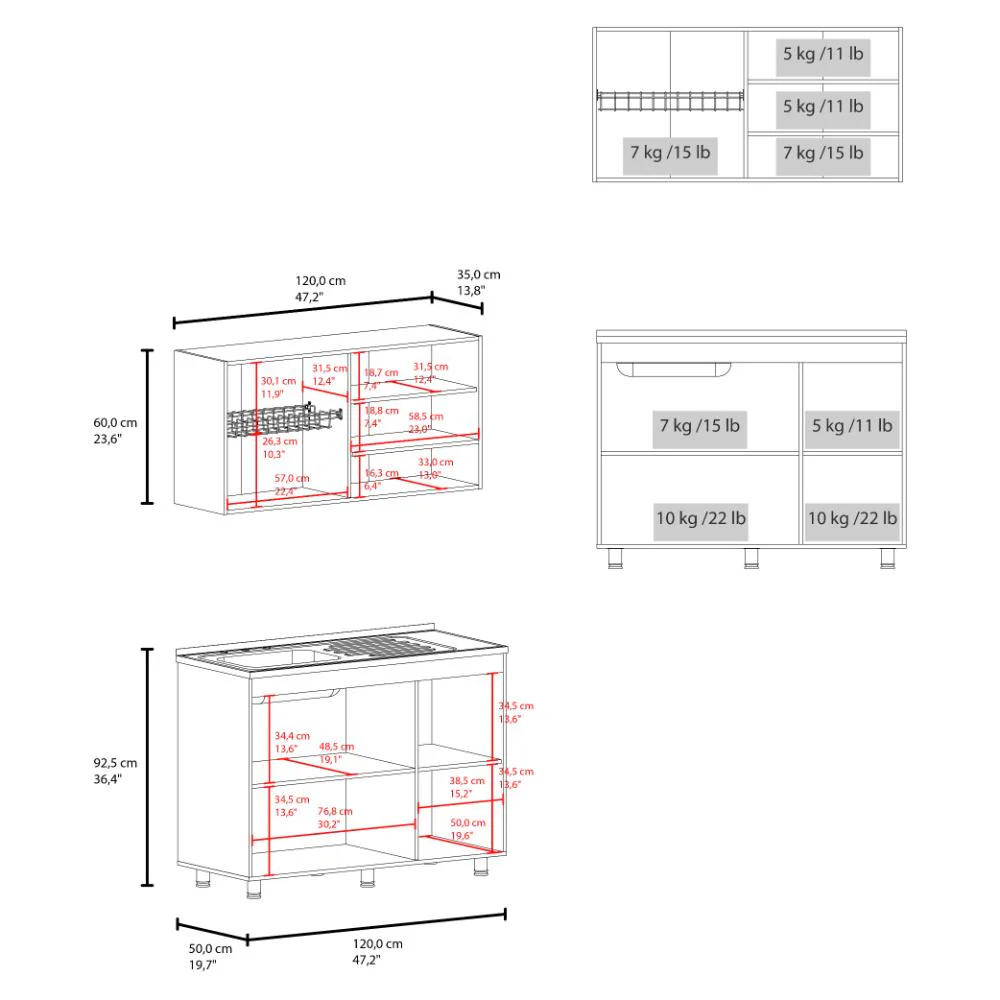 Cocina Completa Napoleon, Kronos blanco, Incluye modulo superior con dos puertas abatibles y modulo inferior con tres puertas abatibles ZF - Image 8