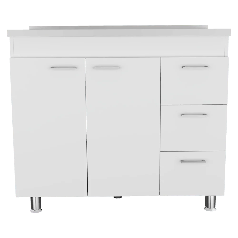 GABINETE INFERIOR STELLA, BLANCO PERLA, CON DOS PUERTAS BATIENTES Y TRES CAJONES DESLIZABLES, CON MESÓN IZQUIERDO - Image 6