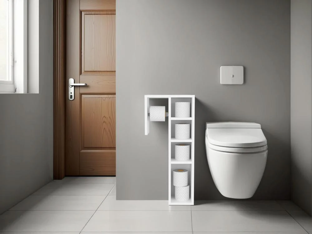 ORGANIZADOR PARA PAPEL HIGIENICO TOILET, KRONOS BLANCO, CON ESPACIO PARA COLOCAR OBJETOS ZF - Image 3