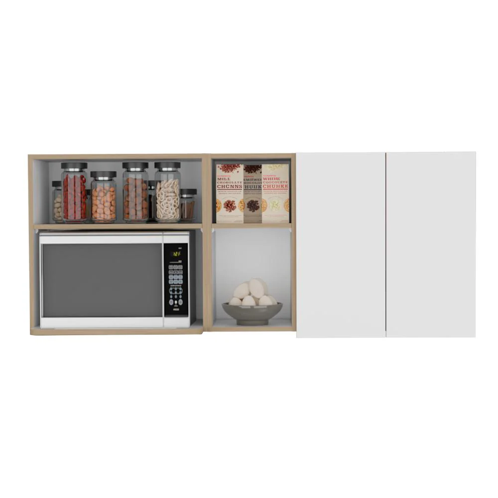 GABINETE SUPERIOR CORINTO 150, BLANCO Y FRESNO EUROPEO, CON DOS PUERTAS ABATIBLES ZF