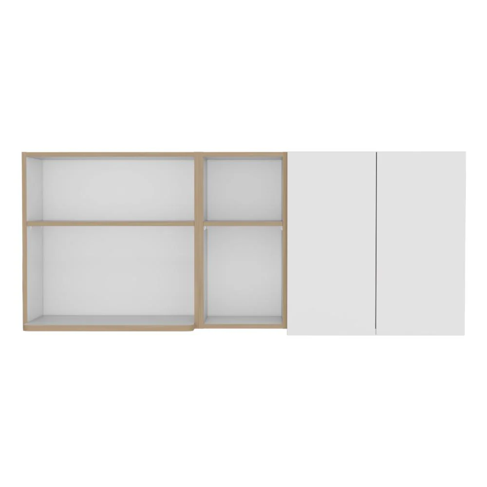 GABINETE SUPERIOR CORINTO 150, BLANCO Y FRESNO EUROPEO, CON DOS PUERTAS ABATIBLES ZF - Image 5