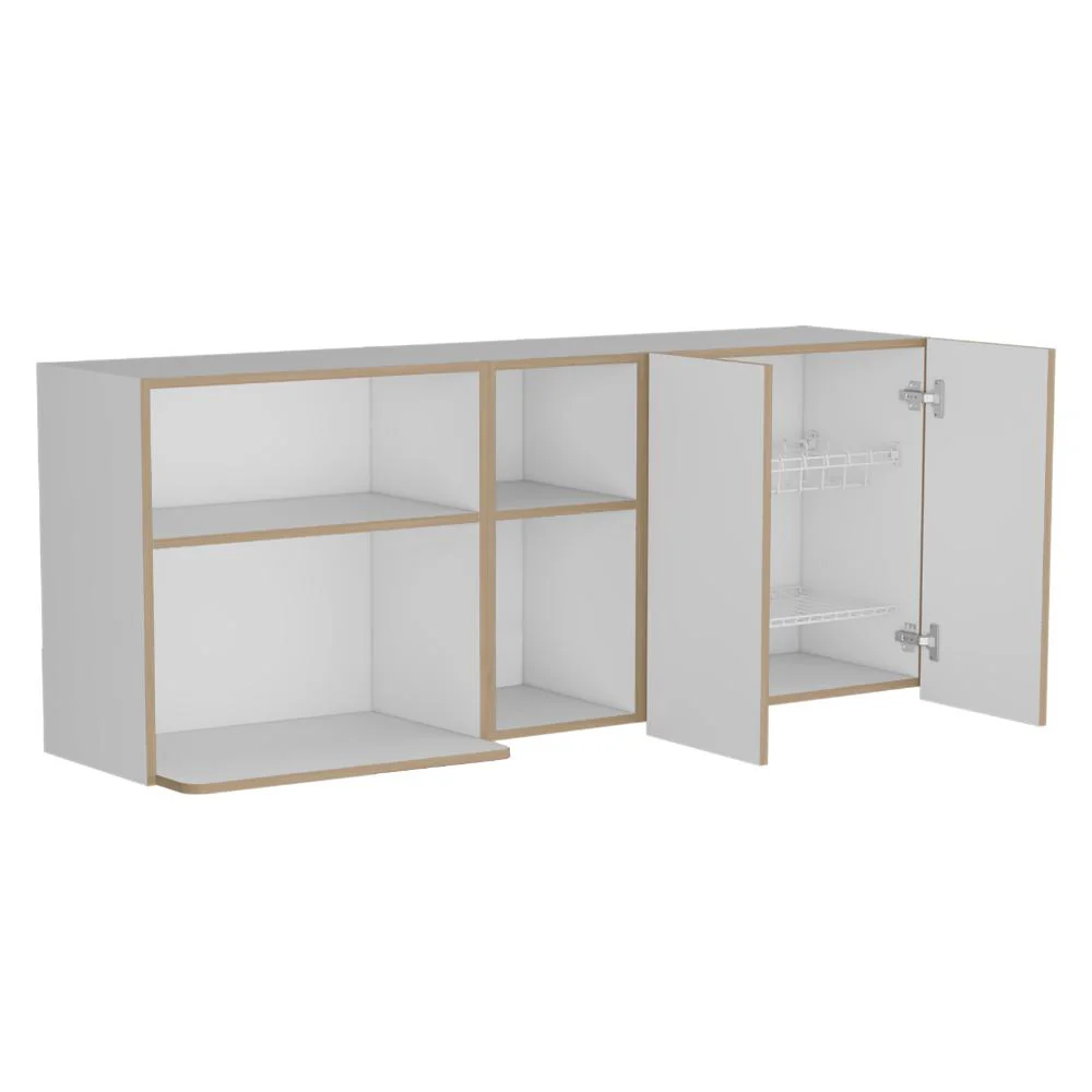 GABINETE SUPERIOR CORINTO 150, BLANCO Y FRESNO EUROPEO, CON DOS PUERTAS ABATIBLES ZF - Image 6