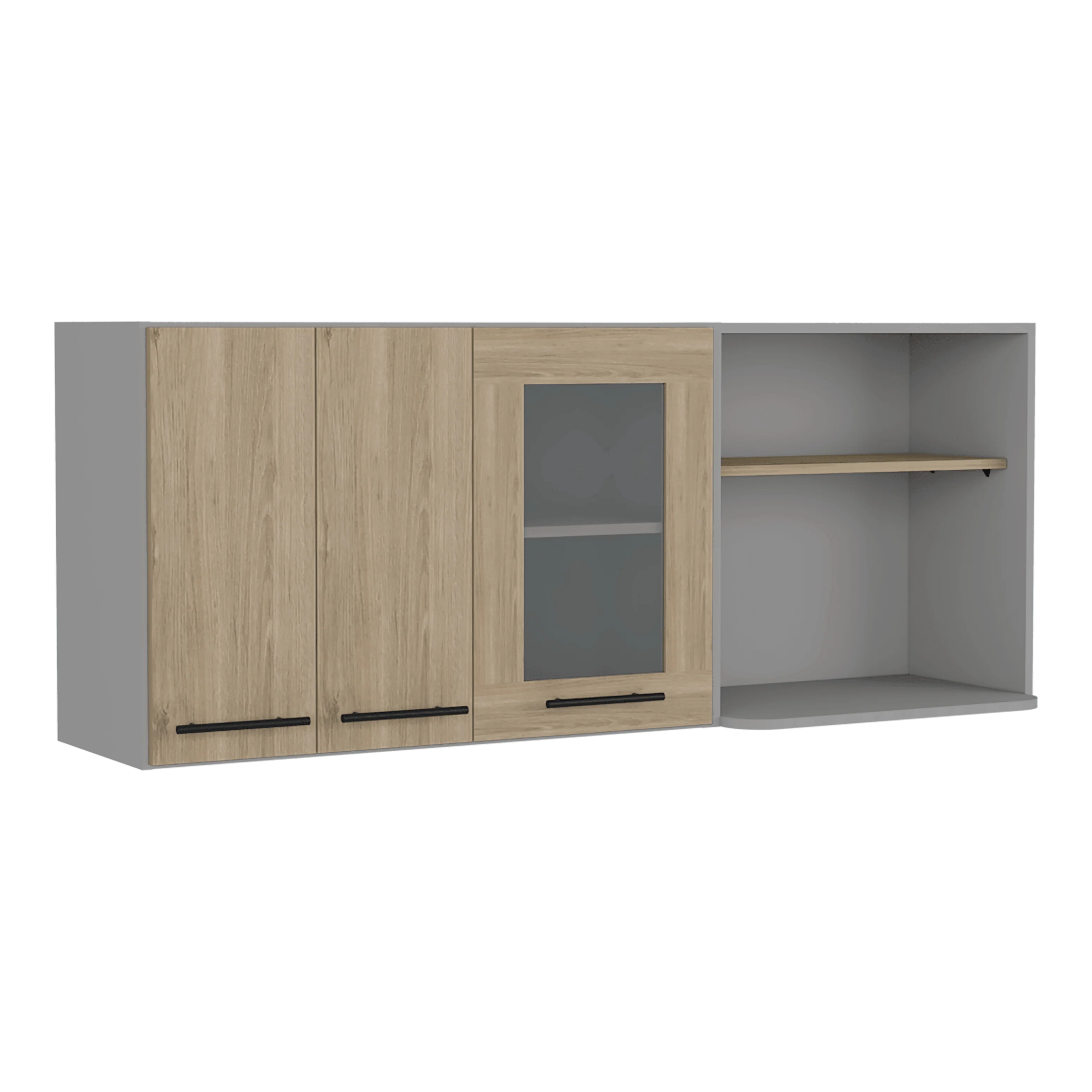 GABINETE SUPERIOR KAZAN 150, BEIGE Y GRIS, CON GRAN CAPACIDAD DE ALMACENAMIENTO