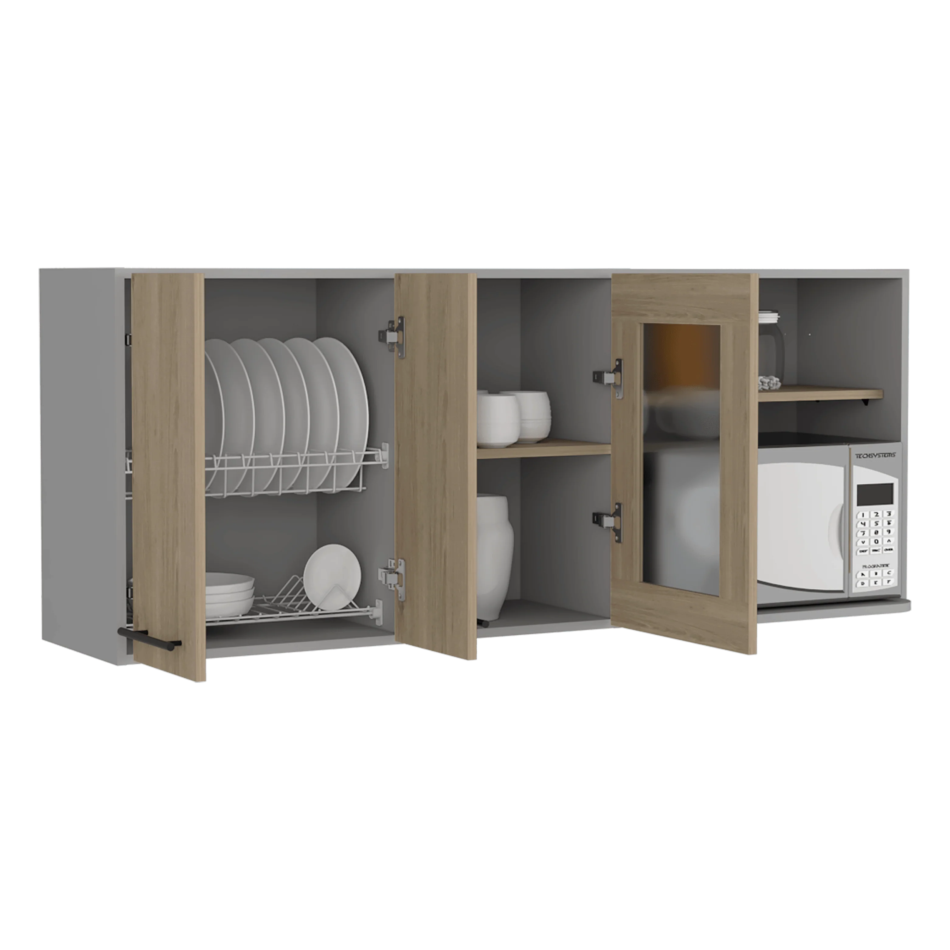 GABINETE SUPERIOR KAZAN 150, BEIGE Y GRIS, CON GRAN CAPACIDAD DE ALMACENAMIENTO - Image 2