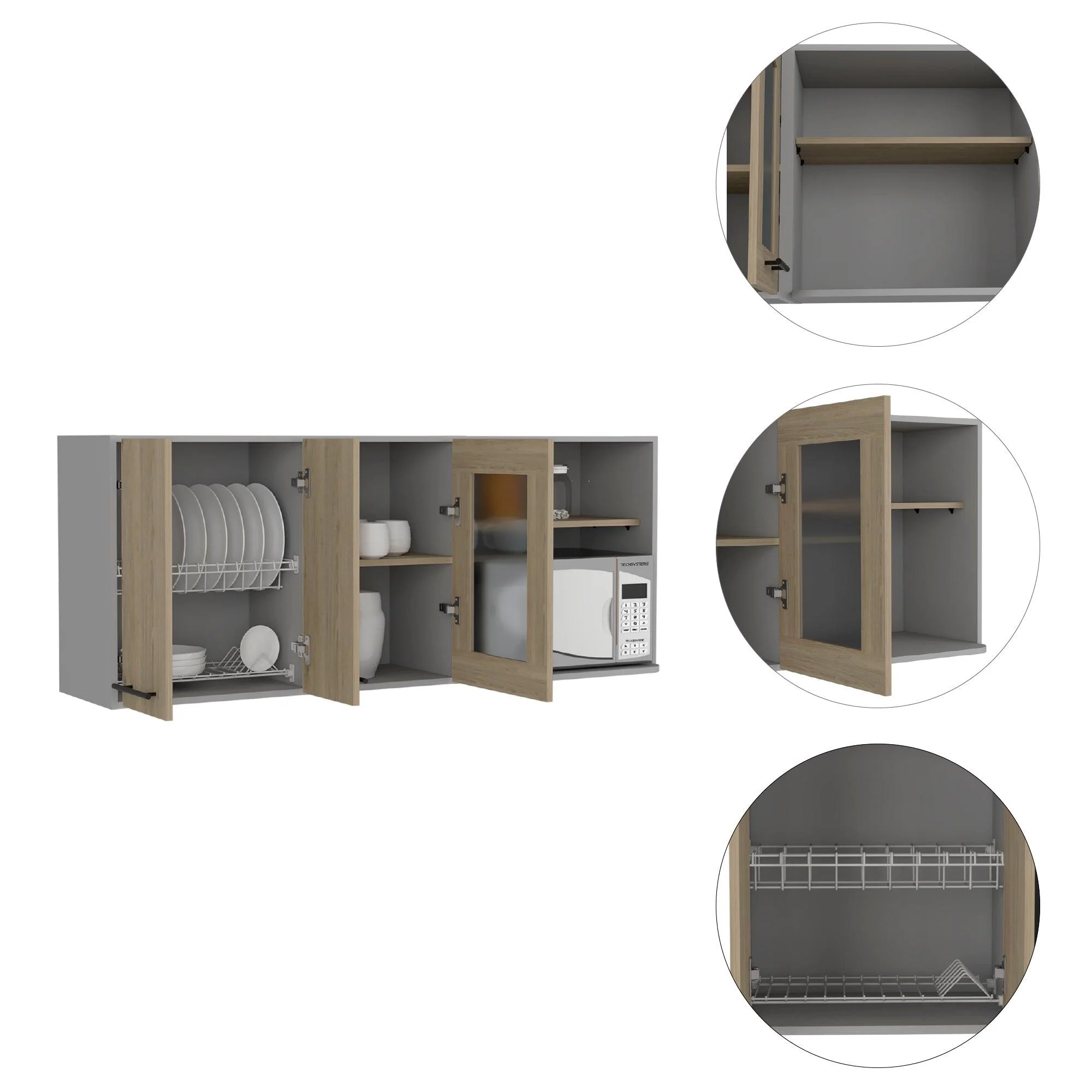 GABINETE SUPERIOR KAZAN 150, BEIGE Y GRIS, CON GRAN CAPACIDAD DE ALMACENAMIENTO - Image 9