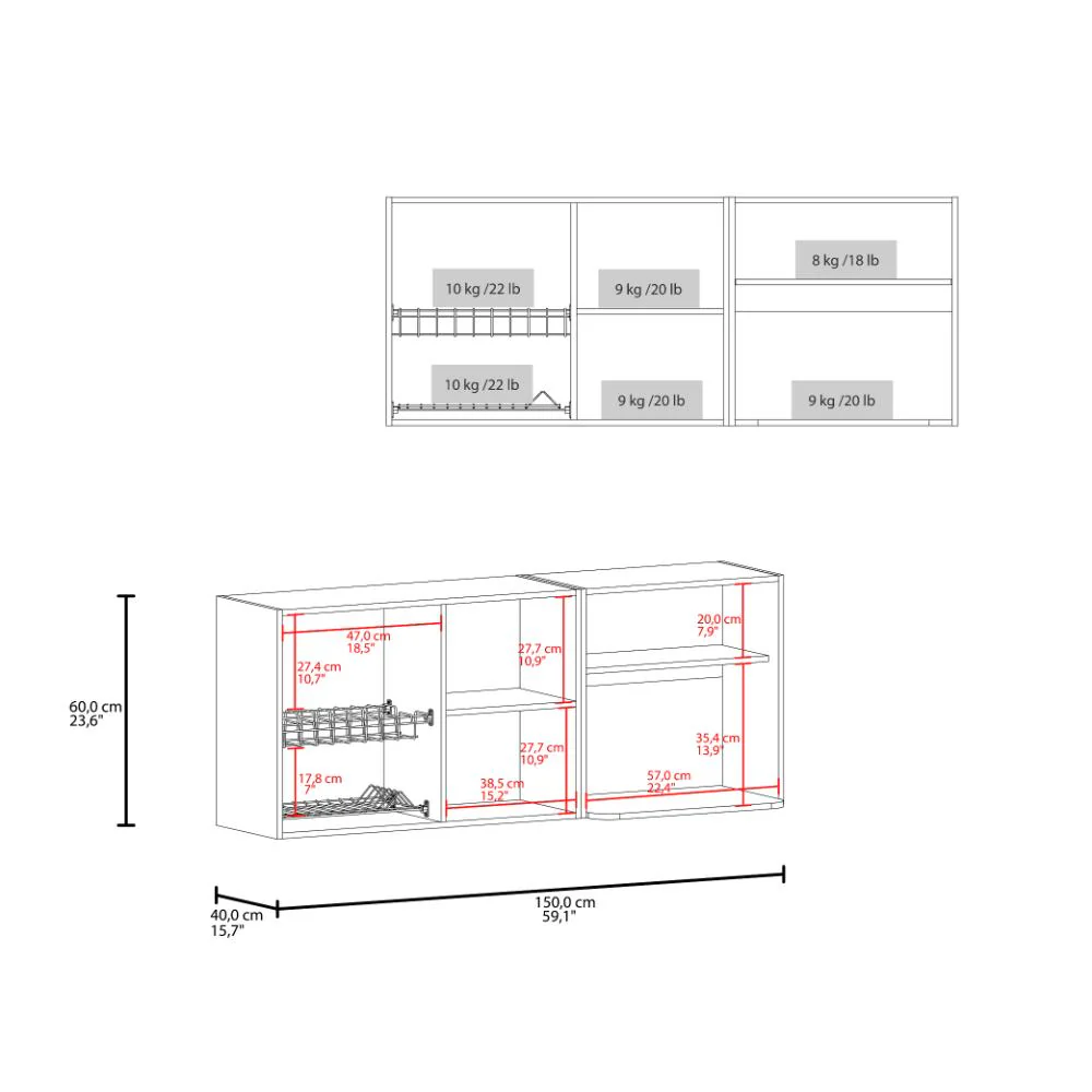 Gabinete Superior Kazán, Kronos Wengue, con Dos Puertas y Espacio Para Ubicar Microondas ZF - Image 9