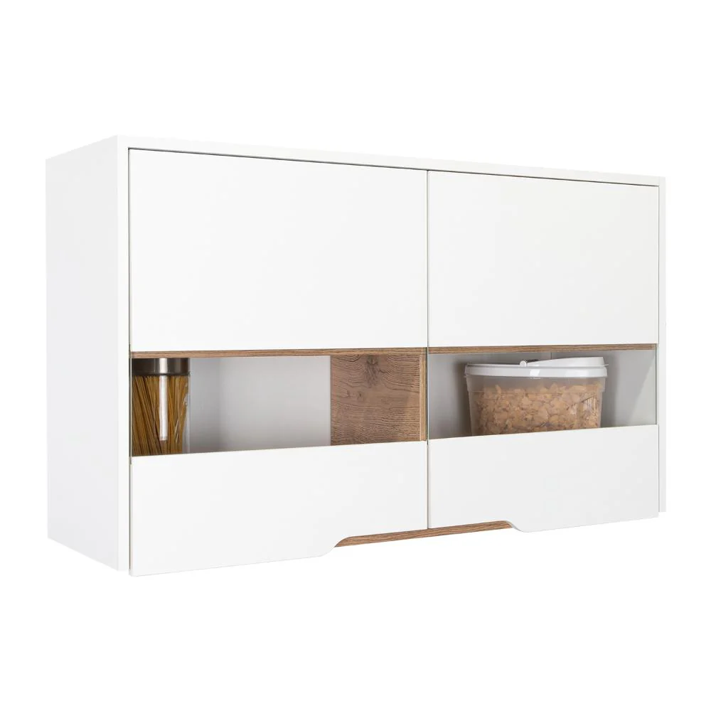 GABINETE SUPERIOR SOLER, BLANCO Y MACADAMIA, CON DOS PUERTAS Y FACIL INSTALACIÓN  100