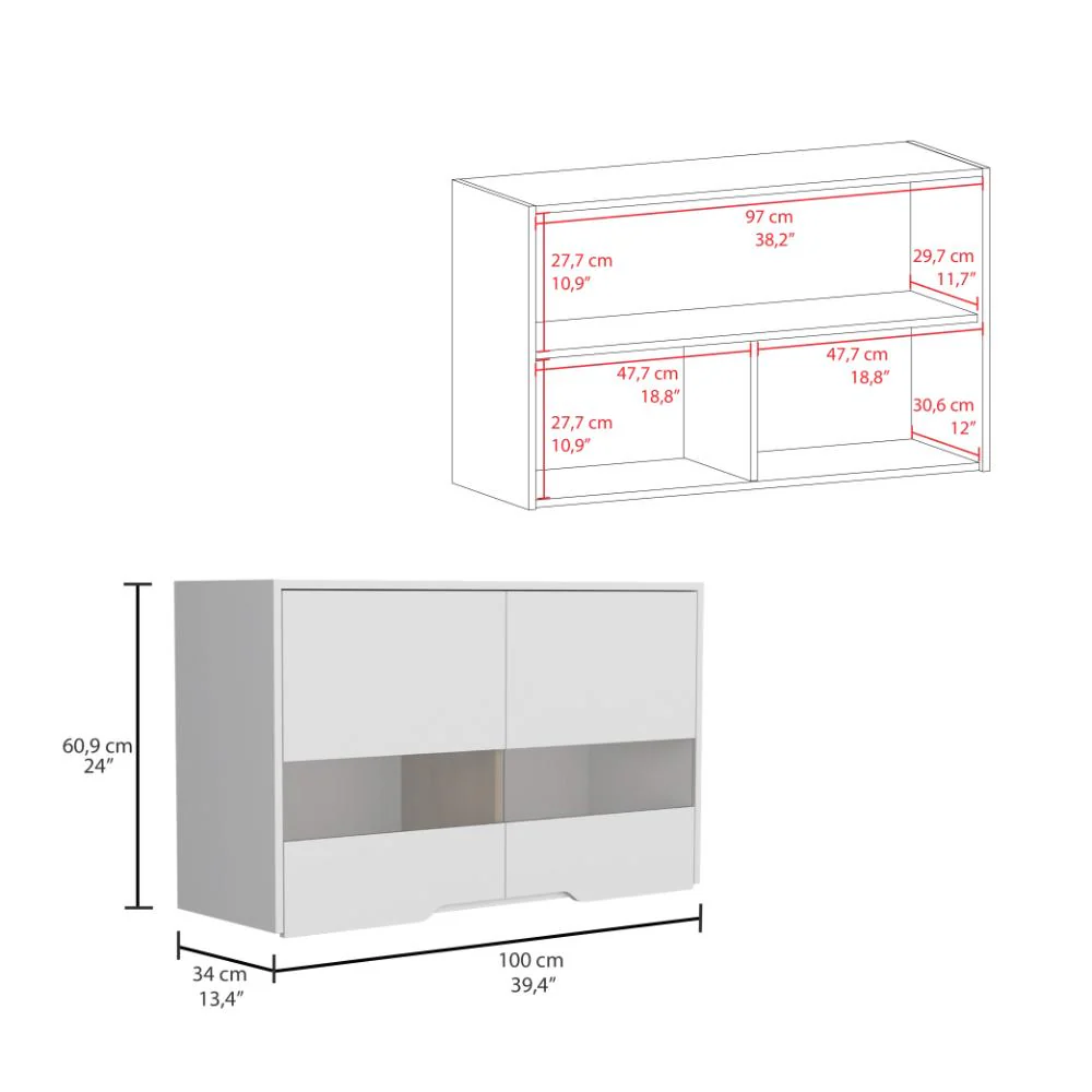 GABINETE SUPERIOR SOLER, BLANCO Y MACADAMIA, CON DOS PUERTAS Y FACIL INSTALACIÓN  100 - Image 14