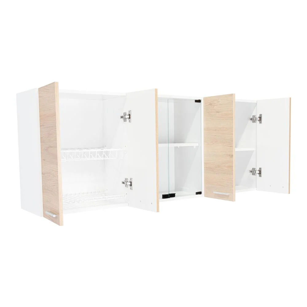 GABINETE SUPERIOR VEGA, BLANCO Y BIEGE, INCLUYE ENTREPAÑO MÓVIL CENTRAL Y DOS PUERTAS DE VIDRIO - Image 10