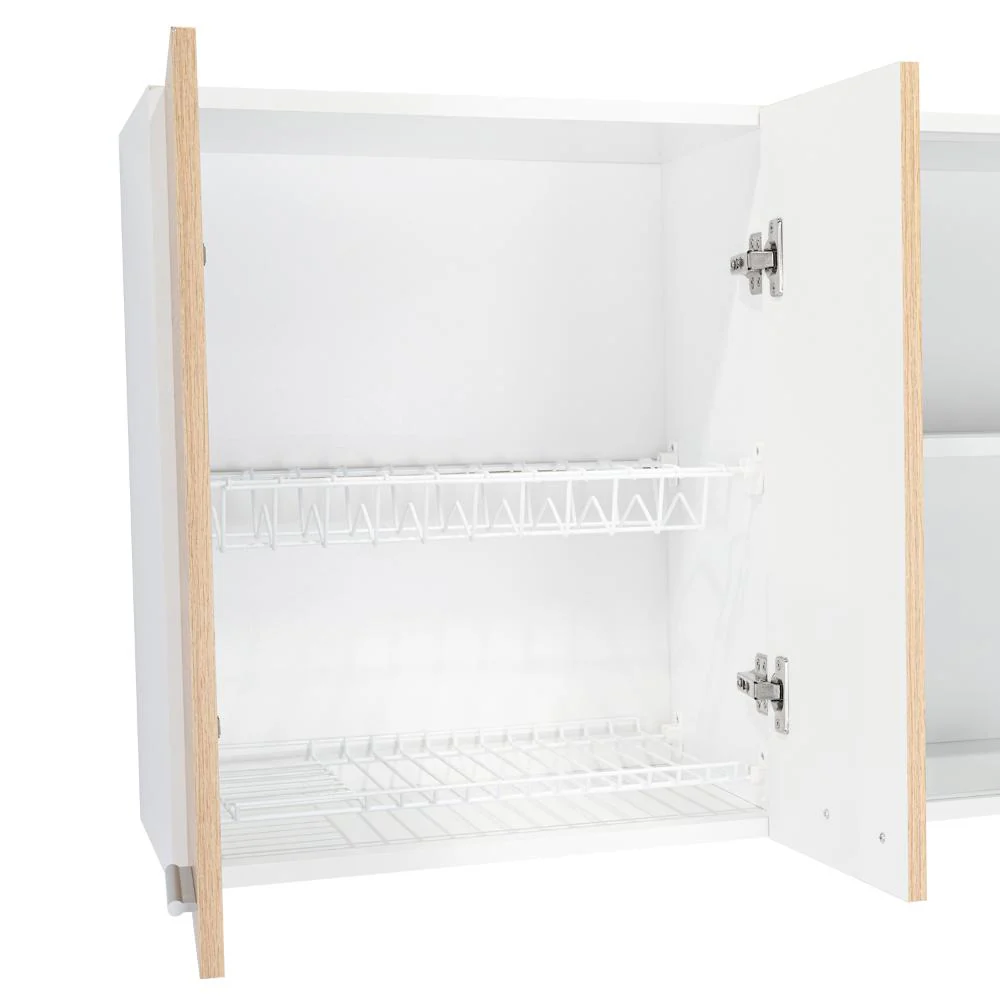 GABINETE SUPERIOR VEGA, BLANCO Y BIEGE, INCLUYE ENTREPAÑO MÓVIL CENTRAL Y DOS PUERTAS DE VIDRIO - Image 11