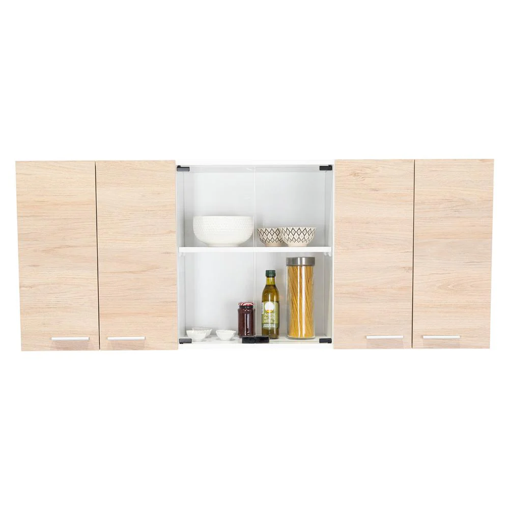 GABINETE SUPERIOR VEGA, BLANCO Y BIEGE, INCLUYE ENTREPAÑO MÓVIL CENTRAL Y DOS PUERTAS DE VIDRIO - Image 3