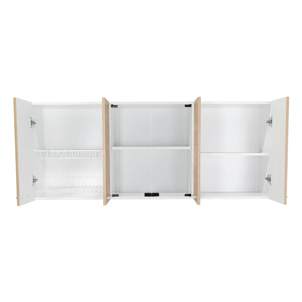 GABINETE SUPERIOR VEGA, BLANCO Y BIEGE, INCLUYE ENTREPAÑO MÓVIL CENTRAL Y DOS PUERTAS DE VIDRIO - Image 8