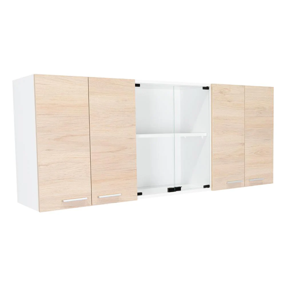 GABINETE SUPERIOR VEGA, BLANCO Y BIEGE, INCLUYE ENTREPAÑO MÓVIL CENTRAL Y DOS PUERTAS DE VIDRIO - Image 9
