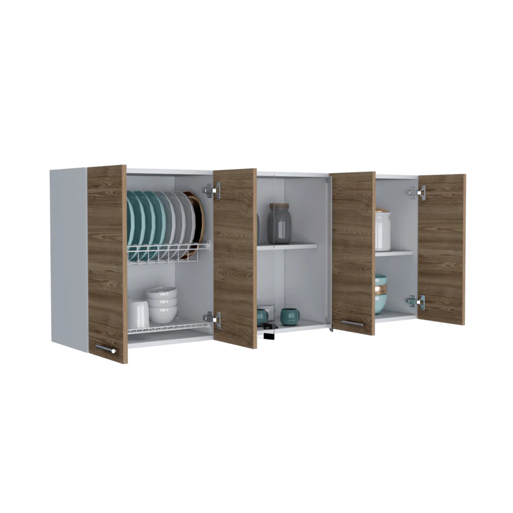 GABINETE SUPERIOR VEGA, MIEL Y BLANCO, INCLUYE ENTREPAÑO MÓVIL CENTRAL Y DOS PUERTAS DE VIDRIO - Image 2