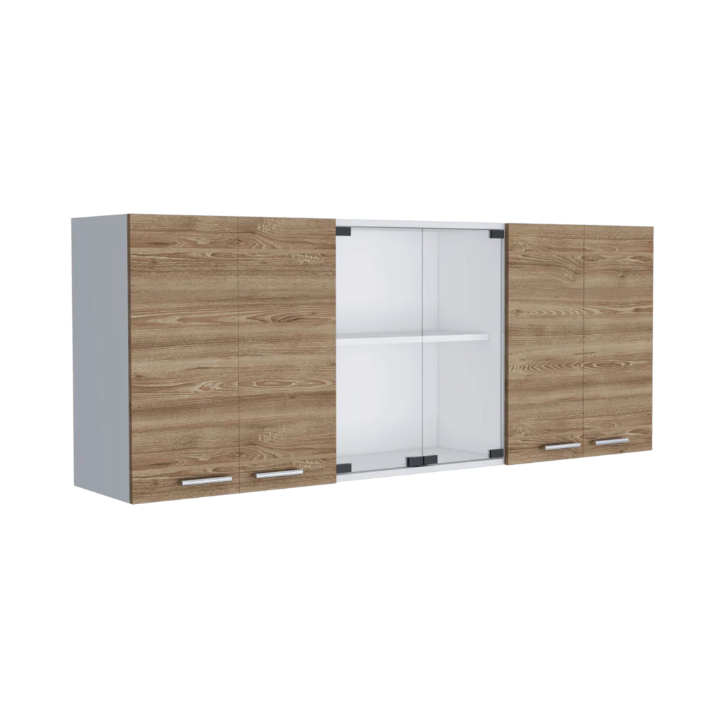 GABINETE SUPERIOR VEGA, MIEL Y BLANCO, INCLUYE ENTREPAÑO MÓVIL CENTRAL Y DOS PUERTAS DE VIDRIO - Image 6