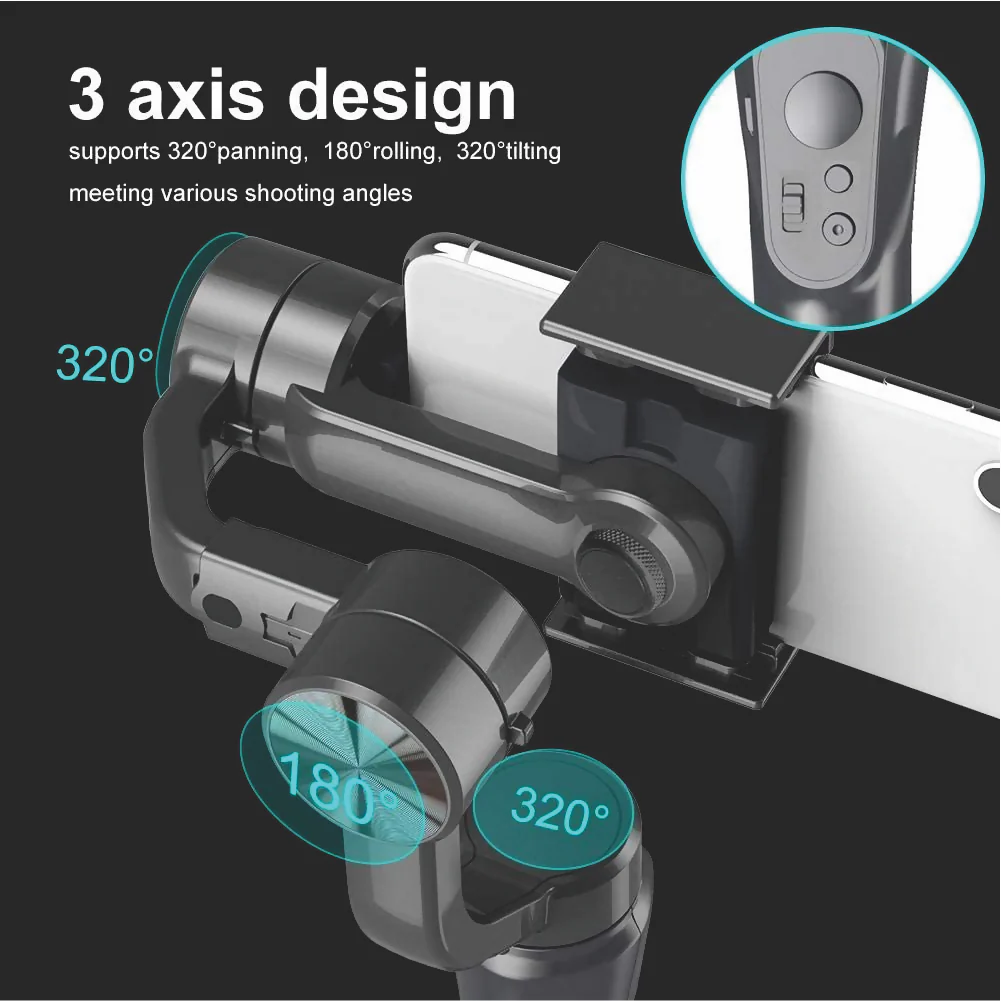 GIMBAL ESTABILIZADOR PARA VIDEOS CON CELULAR DE 3 EJES NEGRO - Image 7