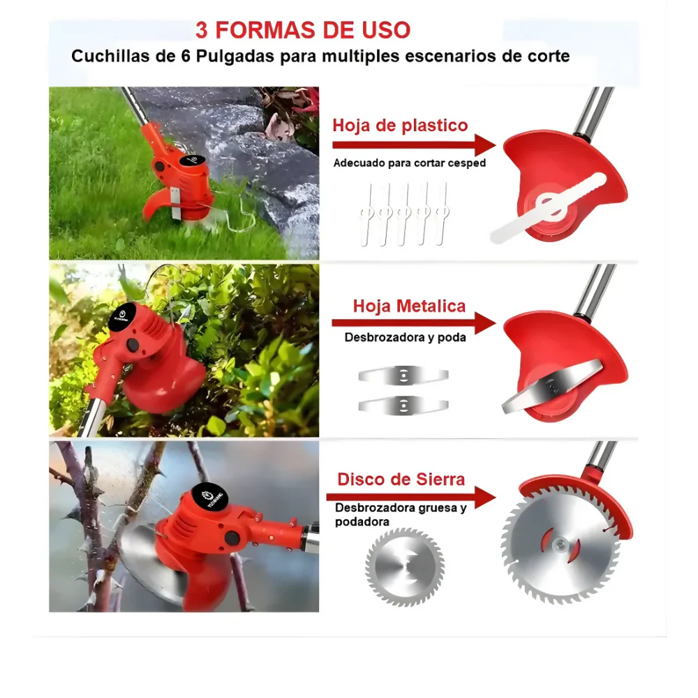 GUADAÑA PODADORA CORTADORA CÉSPED ELÉCTRICA 800W 56V BATERIA NEGRO - Image 4