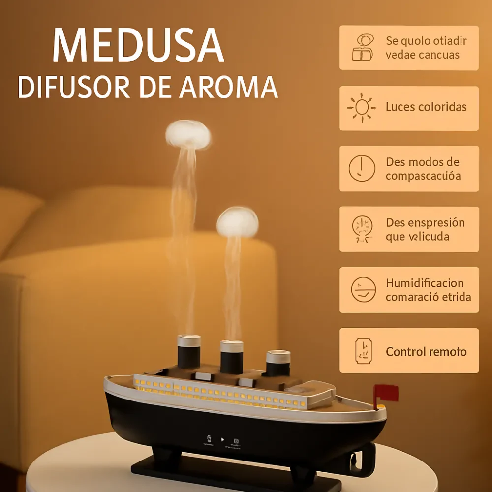 HUMIDIFICADOR DIFUSOR AROMAS ELÉCTRICO LED NIEBLA TITANIC - Image 5