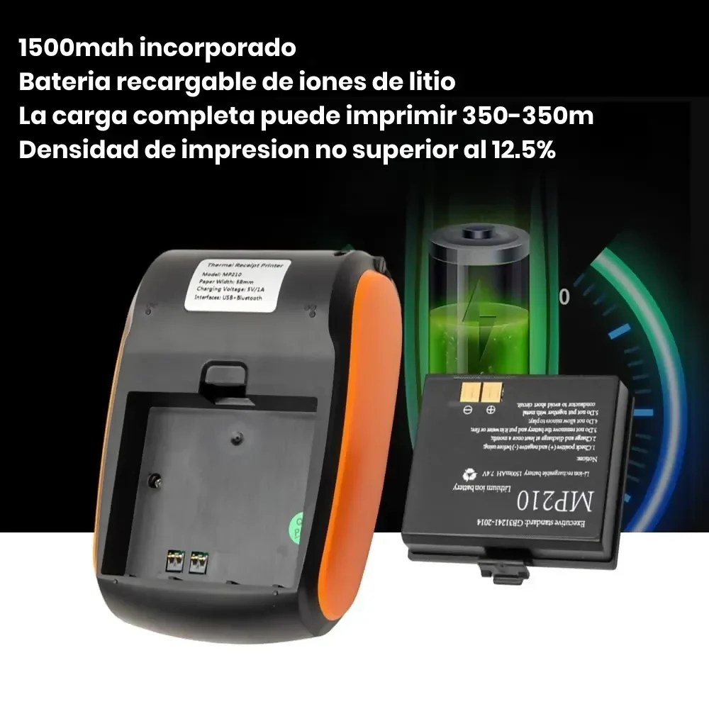 IMPRESORA TÉRMICA PORTÁTIL RECARGABLE BLUETOOTH CON ROLLO - Image 3