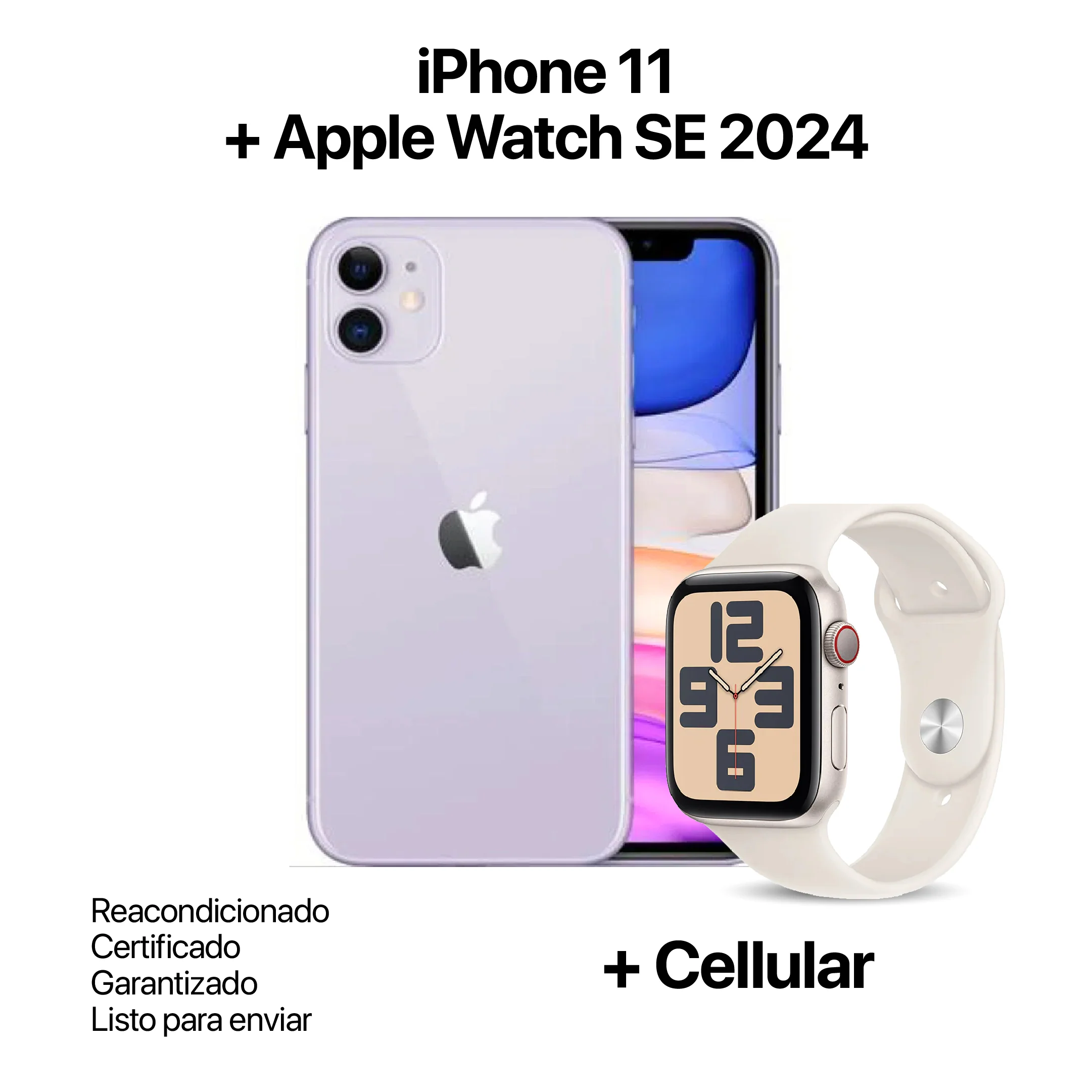 IPHONE 11 64GB REACONDICIONADO +APPLE WATCH SE 2024 40MM + CELLULAR - Image 3