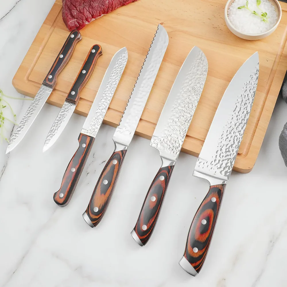 JUEGO CUCHILLOS COCINA BASE MADERA ACERO INOXIDABLE PREMIUM - Image 2