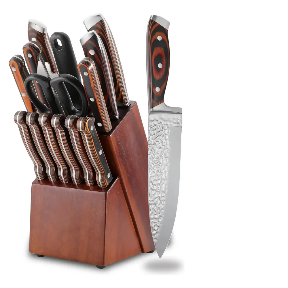 JUEGO CUCHILLOS COCINA BASE MADERA ACERO INOXIDABLE PREMIUM - Image 6