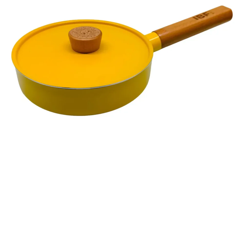 JUEGO DE SARTÉN Y OLLA CON TAPA DE 16 CM ANTIADHERENTE ACERO AMARILLO - Image 2