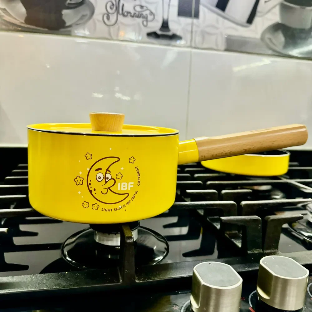JUEGO DE SARTÉN Y OLLA CON TAPA DE 16 CM ANTIADHERENTE ACERO AMARILLO - Image 5