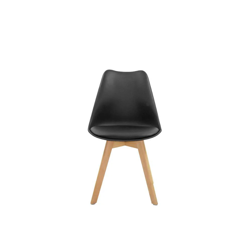 KIT DE CUATRO SILLAS SASHA, NEGRO Y CAFÉ CLARO, CÓMODO ASIENTO Y PATAS EN MADERA - Image 3