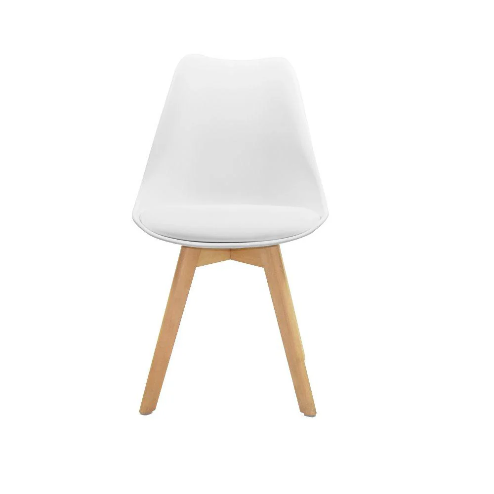 KIT DE CUATRO SILLAS SASHA, BLANCO Y CAFÉ CLARO, CÓMODO ASIENTO Y PATAS EN MADERA - Image 2