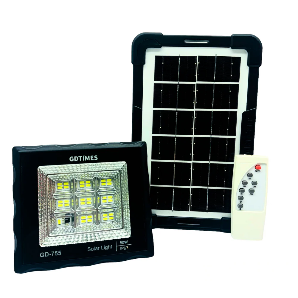 LÁMPARA REFLECTOR SOLAR 50W CON CONTROL REMOTO GD PLUS GD755 - Image 2