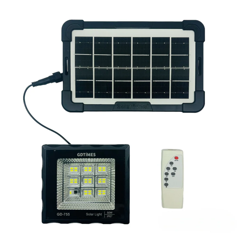 LÁMPARA REFLECTOR SOLAR 50W CON CONTROL REMOTO GD PLUS GD755 - Image 3